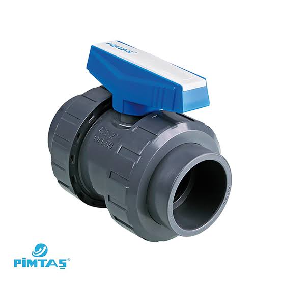 شیر توپی مهره دار چسبی  UPVC 63 پیمتاش PIMTAS